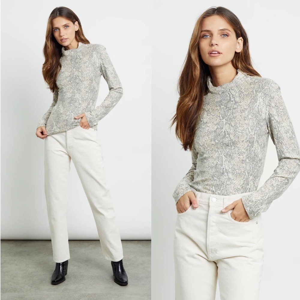 RAILS Ivory Snakeskin Long Sleeve Top